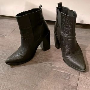 Black Soft Leather Ankle Booties